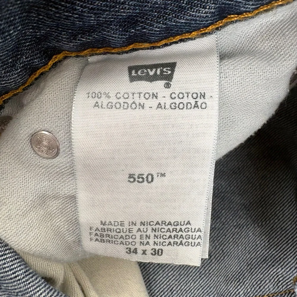 Levis Men's 550 Relaxed Fit Tapered Leg Jeans Dark Wash Blue Denim 34x30
